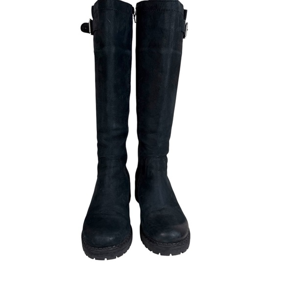 Greyder Black Leather‎ Tall Boots EU 37 US 6.5 Zip Side Closure Block Heel - Picture 3 of 16